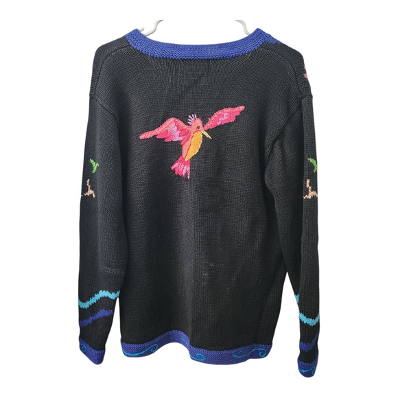 Storybook Knits Vintage Knit Birds Sweater Cardigan M Cozycore Retro 90s Cute - Picture 2 of 6